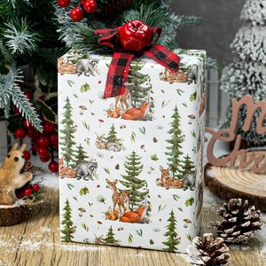 MAYPLUSS Christmas Wrapping Paper 17 In X 33 Feet Watercolor Forest Animals Eco-Friendly Gift <b>Wrap</b> Craft Use - Product Image 3
