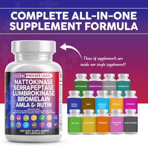 Nattokinase Serrapeptase SPU Suplemento de enzima lumbroquinasa con bromelina Papaína Enzimas de papaya Rutin Amla Cápsulas de magnesio - Product Image 3