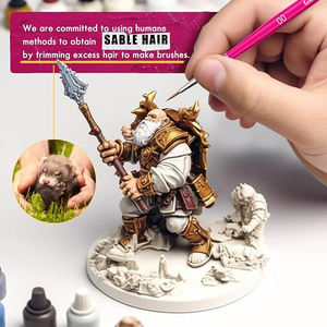 4 ، مجموعة فرش التفاصيل Kolinsky الحمراء الوردية ، فرشاة الطلاء المصغرة الاحترافية - Product Image 3