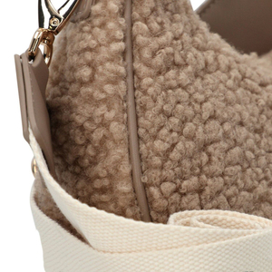 Fleece Belt <b>Bag</b> for Women Crossbody <b>Sling</b> <b>Bag</b> Sherpa with Adjustable Strap Brown Teddy Crossbody <b>Sling</b> Shoulder <b>Bag</b> Custom LOGO - Product Image 3
