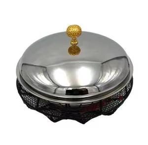 Cacerola de olla caliente redonda en contenedor de cobre Cazuela de cobre hecha a mano perfecta Calentador de alimentos Diseño elegante - Product Image 5