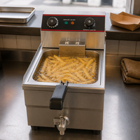 Friteuse électrique commerciale 13L en acier inoxydable à cuve unique avec valve de vidange d'huile, friteuse de table pour restaurant et restauration rapide
