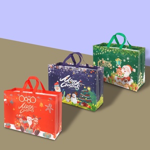 Nouveau Grand Sac Fourre-Tout en Tissu Non-Tissé Imprimé Laminé Joyeux Noël Emballage Cadeau pour la Réveillon de Noël Personnalisable Vente en Gros - Product Image 5