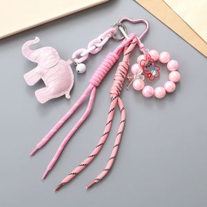 2025 New Elephant Leather Keychain with Braided Lanyard Car Keychain Cute Baby Elephant Pendant Luxury Leather <b>Bag</b> Accessories - Product Image 1