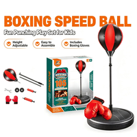 Ensemble de sport d'intérieur pour garçons : Gants de boxe et ballon de boxe gonflable réglable en hauteur