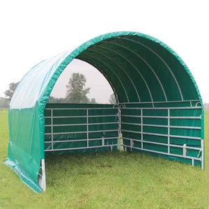 Bâche verte anti-UV et haute résistance à la déchirure pour tente <span class=keywords><strong>de</strong></span> pâturage ronde pour chevaux, avec paroi arrière, pour l'alimentation et le repos des chevaux - Product Image 6