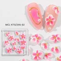 12 pièces mixte Kawai rose série fait à la main Nail Art 5D jaune acrylique à la main fleur breloques conception saint valentin ongles acrylique fleur
