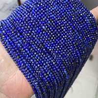 2 3 4mm de haute qualité A + Lapis Lazuli bleu naturel petites perles de pierre à facettes cordes rondes à facettes perles d'espacement pour la fabrication de bijoux