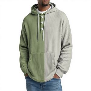 Sweat-shirt à capuche pour homme personnalisé avec impression 3D, fermeture éclair et bouton, tissu gaufré - Product Image 1