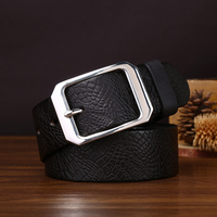 Sabuk Kulit Asli Berkualitas Tinggi Sabuk Kulit Vintage untuk Pria Gesper Baja Tahan Karat Berukir Sabuk Jeans Pria
