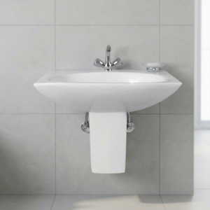 Art Ceramic Sanitary Ware Lavabo Half Pedestal Sink Wash Basin Eco Friendly For Mall Villa Use - Product Image 5