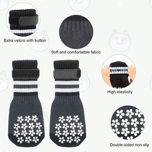 Grandes chaussettes rayées pour chiens et chats Style sportif mignon Motif animal Chaud Respirant Coton Imperméable <span class=keywords><strong>Sangle</strong></span> antidérapante Nouveau - Product Image 5