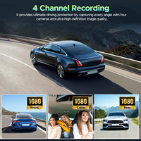 Cámara para Auto LAMTTO con Vista de 360 Grados, 4 Canales, Delantera y Trasera, WiFi 5G, Control por Aplicación, 8 Visores Nocturnos IR