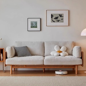 Sofá de Tela Nanshan, Madera de Cerezo Nórdica, Madera Maciza, 1.1m 2.2m 2.6m 3m, Sofá Tapizado para Sala de Estar - Product Image 4