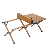Table de camping pliable en acier portable - Légère, durable, imperméable, facile à transporter, design moderne, mobilier d'extérieur pour cour