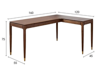 Bureau de travail en bois massif en forme de L pour la maison/le bureau Grand bureau pliable pour l'étude de la chambre et l'utilisation de l'ordinateur pour les coins