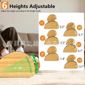 Bamboo footstool, <b>solid</b> <b>wood</b> office/home <b>desk</b> under-stool, wooden footrest, adjustable bamboo foot pedal - Product Image 2