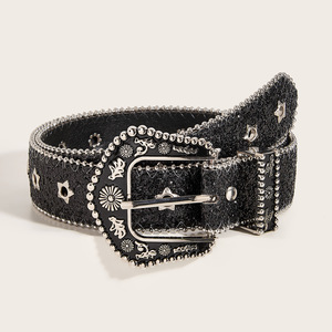 Ceintures Western noires gaufrées personnalisées pour boucle Outillage à la main Matériau en alliage de PU pour ceintures de cowboy en jeans - Product Image 3