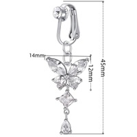 Nouveau style de pendentif de nombril pour femmes tendance, faux piercing non-percé, en cuivre incrusté de zircon, avec pendentif tête de lapin, clip de nombril