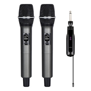 Ensemble de microphones sans fil dynamiques <span class=keywords><strong>TONOR</strong></span> TW520 - Rechargeable, métal, UHF, 2x20 canaux, volume réglable, portée de 80 m, pour église, fête - Product Image 3