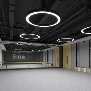 Lámpara Colgante Moderna Negra con Anillo, LED E26, Luz Blanca Cálida 3500K, Acero Inoxidable, Dorado, Altura Ajustable, Regulable, para Sala de Estar - Product Image 3