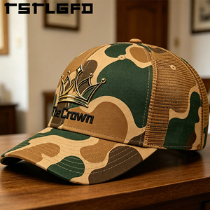 Gorra Trucker de Camuflaje Estructurada de 6 Paneles con Logotipo Personalizado, Venta al por Mayor, Gorra de Malla Bordada en 3D, Cierre a Presión de Una Sola Fila, para Invierno y Exteriores - Product Image 2