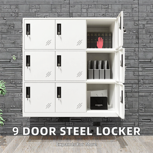 Casiers de rangement extensibles en acier blanc à 9 portes – Meubles métalliques modernes pour la maison, le bureau et la chambre - Product Image 2