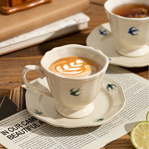 Japanese Style Tea Cup Set Hand-Painted Swallow Ceramic Coffee Cup and Saucer Set - Product Image 3