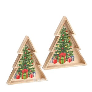 Plateau décoratif de Noël en bois, forme triangulaire, pour servir des collations lors de fêtes de fin d'année, avec motif d'arbre - Product Image 5