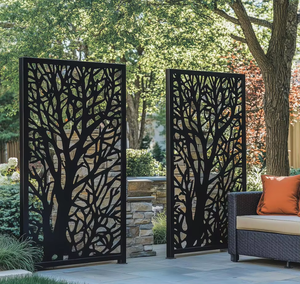 Panneau de clôture en acier Corten découpé au laser, écran d'intimité de jardin en aluminium et acier Corten, panneaux d'intimité en acier Corten et aluminium - Product Image 4