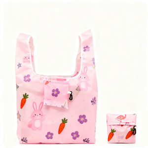 पर्यावरण के अनुकूल पशु प्रिंट रस्सी तह शॉपिंग बैग पुनः प्रयोज्य पॉलिएस्टर टोटे बैग कस्टम पोर्टेबल फोल्डेबल किराने की खरीदारी बैग - Product Image 1