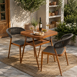 Ensemble de salle à manger d'extérieur commercial FLD1020 avec foyer, 2 chaises en corde tressée, <span class=keywords><strong>table</strong></span> de patio en métal imperméable pour mobilier d'extérieur - Product Image 4