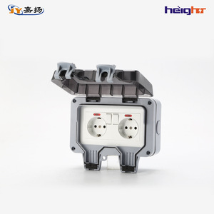 Height Outdoor Waterproof Socket Ip66 2 Outlets With <b>Switch</b> Indicator Light For Bathroom And Rain Protection - Product Image 1