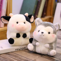 Vente populaire huit conceptions husky en peluche chat éléphant vache souris morse hibou en peluche singe jouet en peluche pour enfants cadeaux