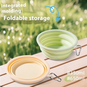 HEYBO Bol pour chien portable et pliable en silicone, couleur unie, écologique, pour l'eau et la nourriture - Product Image 3