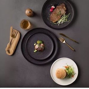 Minimalist Instagram Style Tableware Black Frosted <b>Ceramic</b> <b>Plate</b> White Quicksand <b>Plate</b> Creative Dish <b>Plate</b> for Restaurant - Product Image 2