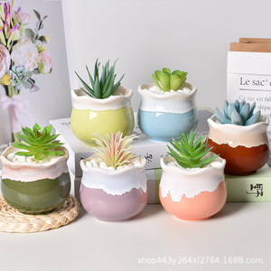 Vaso di fiori in ceramica smaltata fresca creativa moderna per la casa o l'ufficio fioriera al coperto per <span class=keywords><strong>piante</strong></span> <span class=keywords><strong>grasse</strong></span> piccolo vaso per il giardinaggio - Product Image 4
