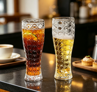 Chope à bière en verre sculpté de haute qualité, verre épaissi, un incontournable pour savourer la bière artisanale et le jus de blé.