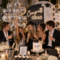 Ensemble de ballons pour centre de table de fête d'anniversaire, ballons en latex avec confettis et ballons en feuille d'aluminium en forme d'étoile et de cœur pour photos