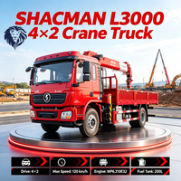 Camion grue SHACMAN L3000 4X2, réservoir de carburant de 200 L, 120 km/h, grue de levage lourde pour travaux de construction