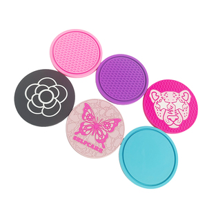 Printed PVC Silicone Cup Coaster <b>Round</b> Rubber Drink <b>Mat</b> Non Slip Heat Resistant <b>Table</b> Protector Pad for Daily Use - Product Image 2