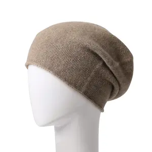 <span class=keywords><strong>Bonnet</strong></span> en <span class=keywords><strong>cachemire</strong></span> rayé de luxe pour femme, chaud et tricoté, avec bord roulé, style décontracté haut de gamme, taille standard - Product Image 1