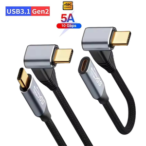 4k 60Hz Upright Bend Type C Mâle à Type C Femelle 10Gbps Câble de Données USB3.1 PD100W Adaptateur de Câble de Charge Super Rapide pour <span class=keywords><strong>Steam</strong></span> Deck - Product Image 1