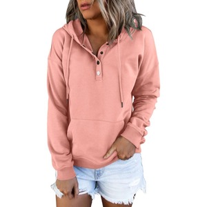2026 Women Spring Lined Knitted Long Sleeve Loose Casual Hooded Sweatshirt with Drawstring Kangaroo Pockets - Product Image 6