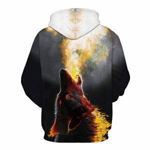 Felpa girocollo con stampa animalier Wolf Unicorn Pattern Sweat A Capuche Unisexe felpe con cappuccio rotonde A sublimazione con stampa 3D - Product Image 3