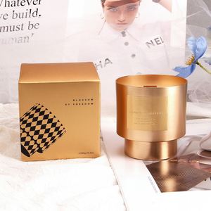 Bougie parfumée Blossom Of Freedom, pot en métal doré, aromathérapie florale, décoration d'intérieur, 290g, forme cylindrique - Product Image 1