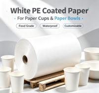 Papel Kraft Recubierto de PE Ecológico, Impermeable, en Rollos, Materia Prima para la Fabricación de Vasos de Papel