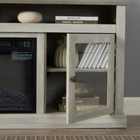 Meuble TV contemporain, console de divertissement moderne avec insert de cheminée de 18 pouces pour téléviseurs jusqu'à 65 pouces