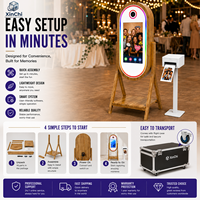Machine Photobooth Luxe en Bois avec Miroir Magique, Écran Tactile 32 Pouces et Imprimante pour Mariages, Fêtes et Location d'Événements – USA