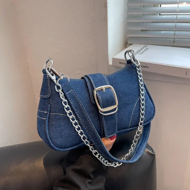 Vente en gros de sacs à main personnalisés en denim pour femmes à bas prix de luxe avec logo-Sacs à main-Fabriqué en Chine Sac à main pour femmes